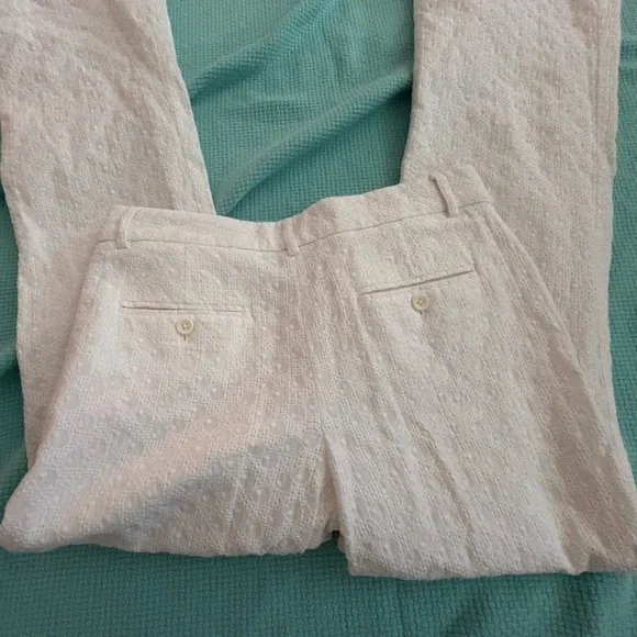 EXPRESS Design Studio Editor trousers pants size 4 lined. White eyelet texture - Picture 9 of 10